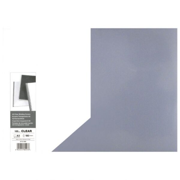 KORICE ZA SPIRALNI UVEZ 180MY PVC A3 PK100 GBC CF121880 PROZIRNE