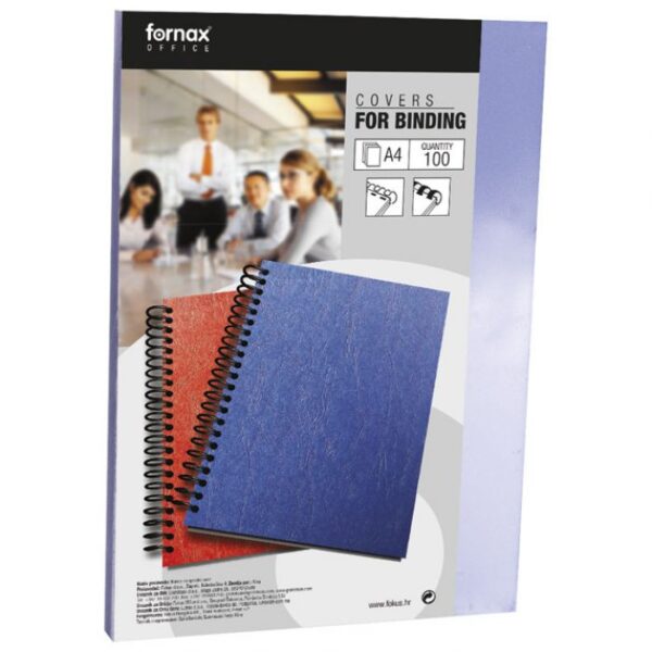 KORICE ZA SPIRALNI UVEZ 180MY PVC A4 PK100 FORNAX PLAVE