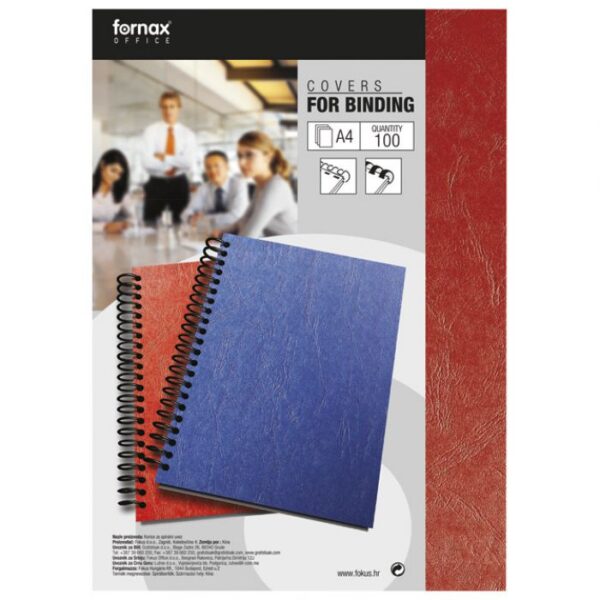 KORICE ZA SPIRALNI UVEZ 250G KARTON RELJEFNE A4 PK100 FORNAX CRVENE