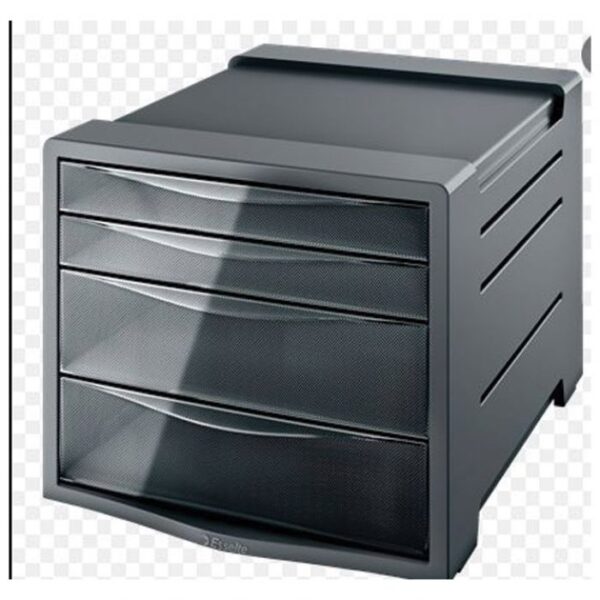 KUTIJA S  4 LADICE INTEGO ESSELTE 284530 SIVO-PROZIRNO DIMLJENA