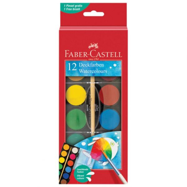 BOJA VODENA FI 30 MM 12BOJA PLUS KIST FABER-CASTELL 125018 BLISTER