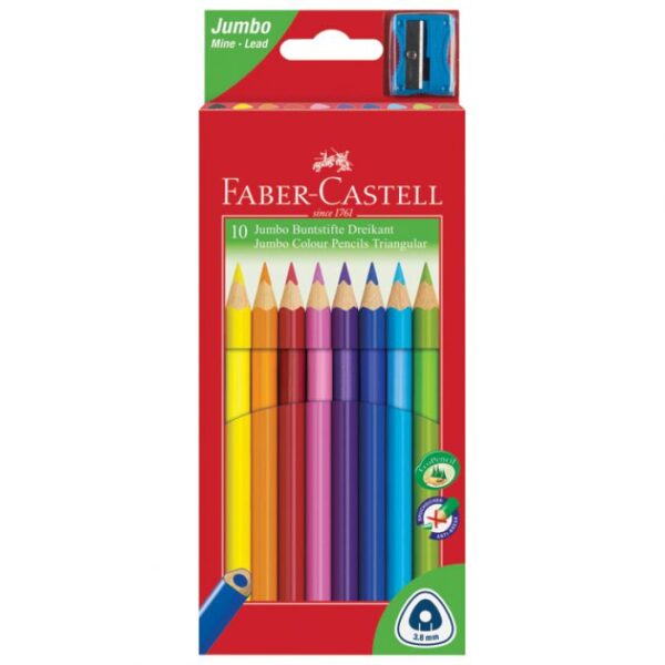 BOJE DRVENE  10BOJA TROKUTASTE  PLUS ŠILJILO FABER-CASTELL 116510 BLISTER