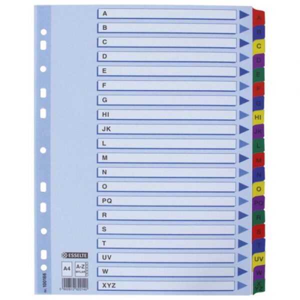 PREGRADA KARTONSKA A4 A-Z KOLOR 20LISTOVA ESSELTE 100166