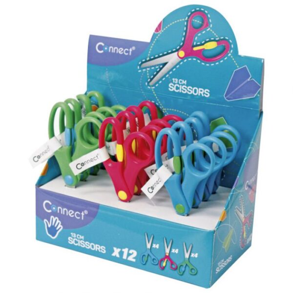 ŠKARE ŠKOLSKE 13 CM OBLE S MJERILOM CONNECT SORTIRANO