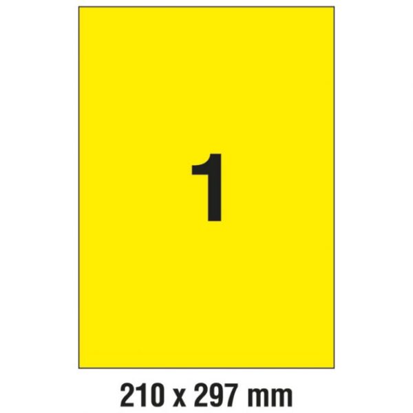 ETIKETE LK 210X297 MM PK20L ZWECKFORM L6006-20 NEON ŽUTE