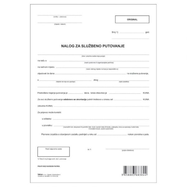 OBRAZAC A-210/NCR PUTNI NALOG FOKUS