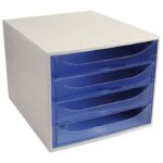 KUTIJA S  4 LADICE ECOBOX EXACOMPTA 228610D SIVO/PROZIRNO PLAVA