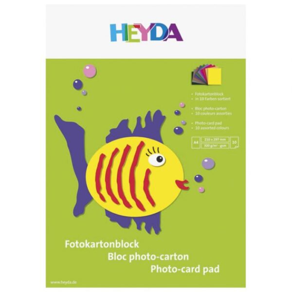 KOLAŽ - BLOK A4 10 LISTOVA 300G PAPIR U BOJI HEYDA 20-47126 SORTIRANO