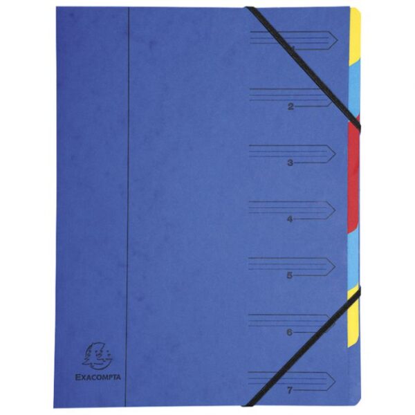 MAPA ZA ODLAGANJE SPISA  7 PREGRADA S GUMICOM KARTON EXACOMPTA 54072E PLAVA