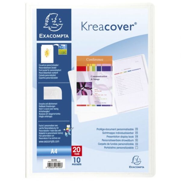 MAPA ULOŽNA VARENA A4 S  10 FASCIKLI &QUOT;U&QUOT;  PLUS  DŽEP KREACOVER EXACOMPTA 58109E BIJELA