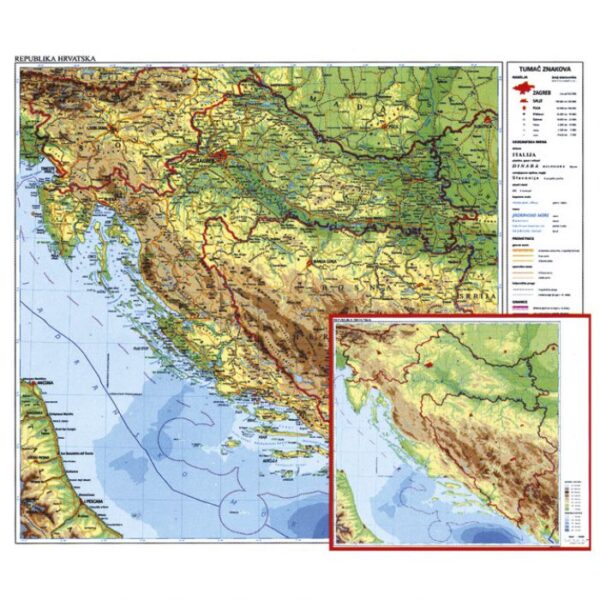 KARTA HRVATSKE 56X49 CM PLASTIFICIRANA OBOSTRANA TRSAT