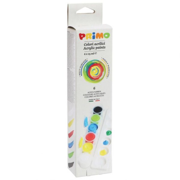 BOJA TEMPERA AKRILNA  25ML U ČAŠI 6BOJA PLUS PALETA PRIMO 408TA6 BLISTER