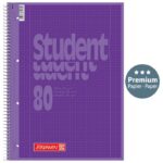 BLOK KOLEGIJ A4 KARO  80L PERFORACIJA PLUS 4RUPE COLOR CODE BRUNNEN 10-67928 160 LJUBIČASTI