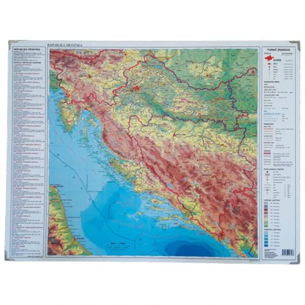 MAPA STOLNA HRVATSKE OBOSTRANA 64X49 CM PLASTIFICIRANA TRSAT