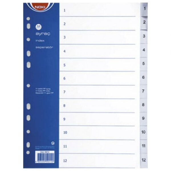 PREGRADA PLASTIČNA A4 BROJEVI 1-12 NOKI 59212 SIVA * DO ISTEKA ZALIHA