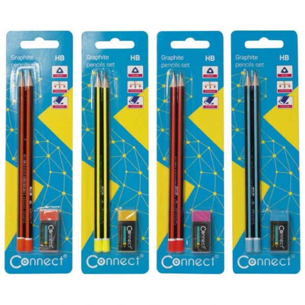 OLOVKA GRAFITNA HB TROKUTASTA PK2 PLUS GUMICA CONNECT BLISTER