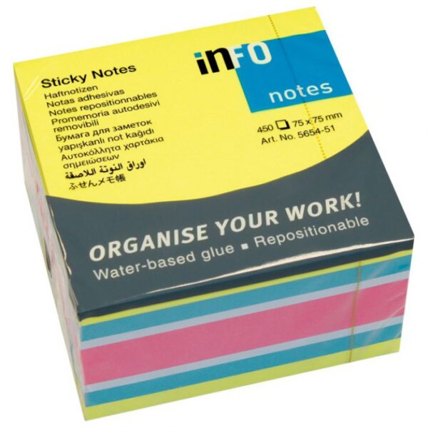 BLOK SAMOLJEPLJIV KOCKA 75X75 MM 450L BRILLIANT GLOBAL NOTES 5654-51 SORTIRANO