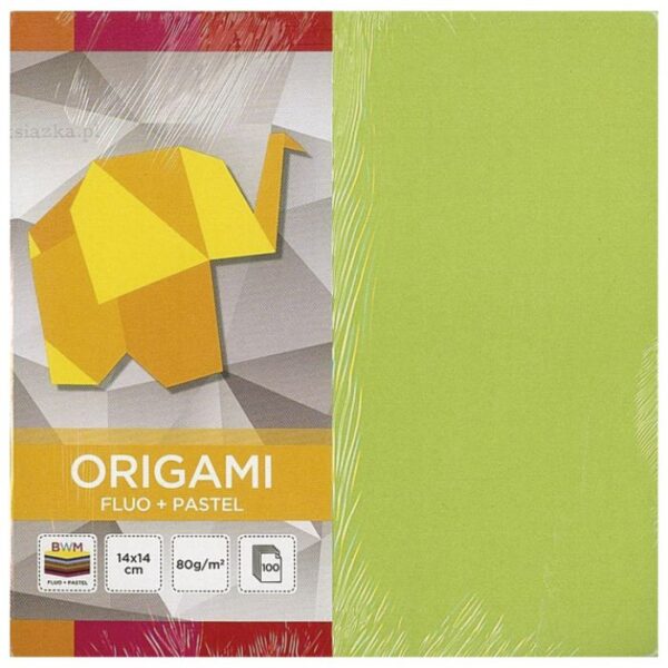PAPIR ORIGAMI 14X14 CM 80G PK100 FLUO PLUS PASTEL INTERDRUK