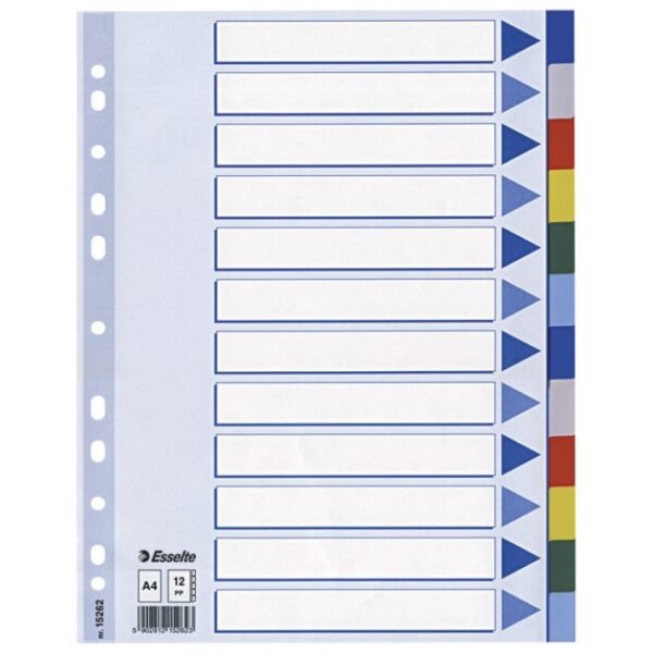 PREGRADA PLASTIČNA A4 KOLOR 12LISTOVA ESSELTE 15262