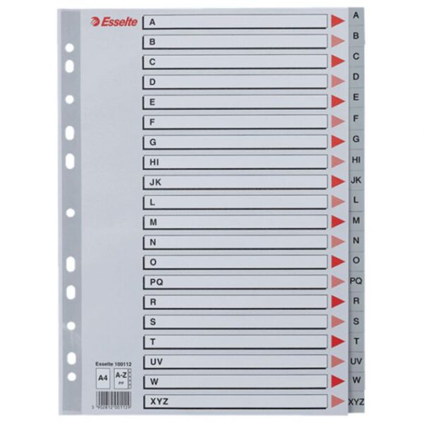 PREGRADA PLASTIČNA A4 A-Z 20L ESSELTE 100112 SIVA