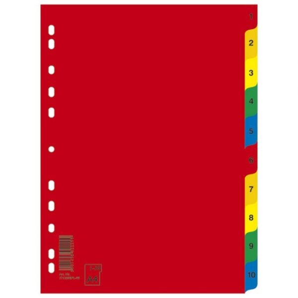 PREGRADA PLASTIČNA A4 BROJEVI 1-10 KOLOR DONAU 7712095PL-99