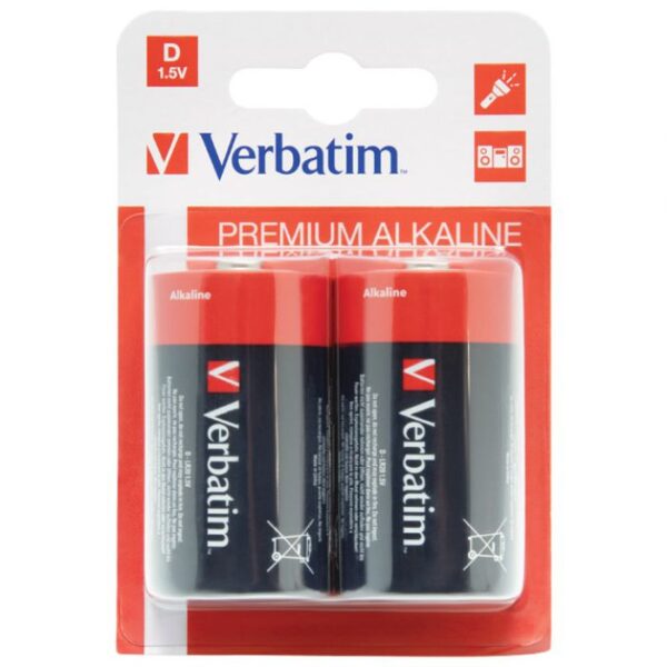 BATERIJA ALKALNA 1,5V D PK2 VERBATIM 49923 LR20 BLISTER
