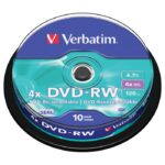 DVD-RW 4,7/120 4X SPINDL MAT SILVER PK10 VERBATIM 43552