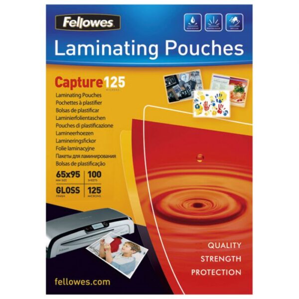 FOLIJA ZA PLASTIFICIRANJE 125MY 65X95 MM SJAJNA PK100 FELLOWES 5306702