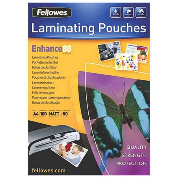 FOLIJA ZA PLASTIFICIRANJE  80MY A4 MAT PK100 FELLOWES 5452103