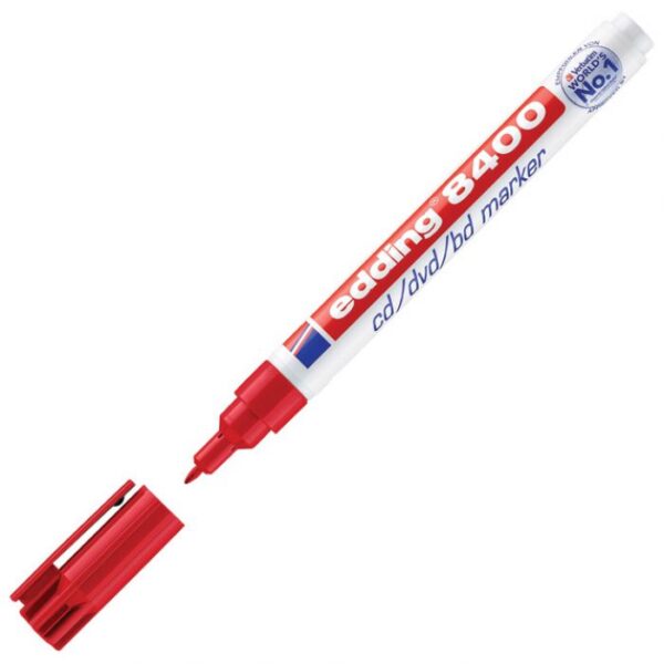 MARKER ZA CD/DVD PERMANENTNI 0,5-1 MM EDDING 8400 CRVENI