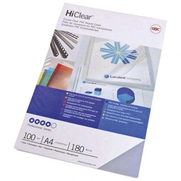KORICE ZA SPIRALNI UVEZ 180MY PVC A4 PK100 GBC CE011880E PROZIRNE