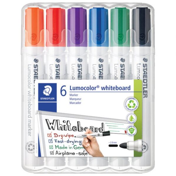MARKER ZA BIJELU PLOČU 2 MM PK6 RECIKLIRANI LUMOCOLOR STAEDTLER 351 WP6
