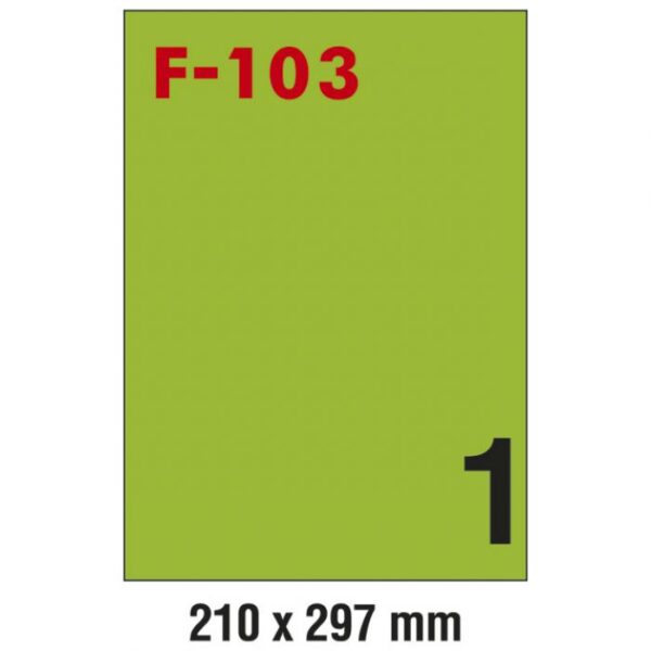 ETIKETE ILK 210X297 MM PK100L FORNAX F-103 ZELENE