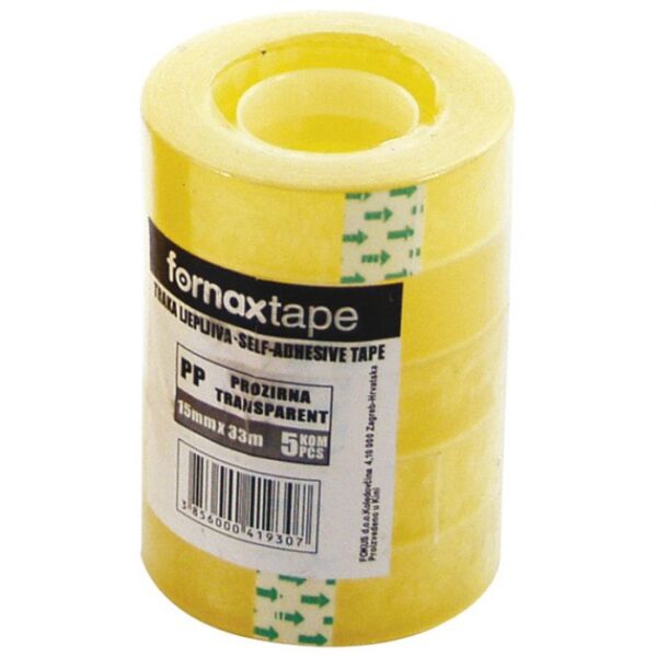 TRAKA LJEPLJIVA 15 MM/33M PK5 FORNAX PROZIRNA