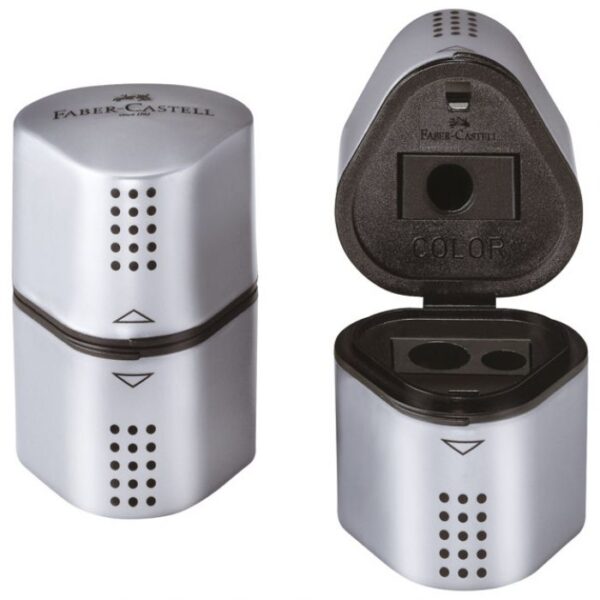 ŠILJILO PVC S PVC KUTIJOM 3RUPE GRIP 2001 TRIO FABER-CASTELL 183800 SREBRNO