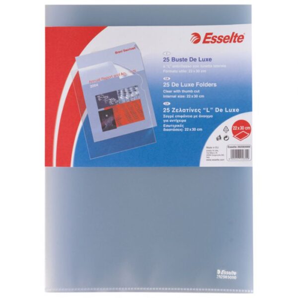 FASCIKL &QUOT;L&QUOT;  90MY PP A4 MAT COPY SAFE PK25 ESSELTE 392583000