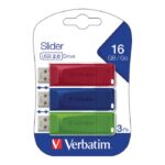 MEMORIJA USB 3X16GB 2.0 STORE&APOS;N&APOS;GO SLIDER VERBATIM 49326 SORTIRANO BLISTER
