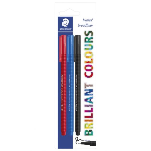 FLOMASTER BROADLINER 0,8 MM PK3 TRIPLUS STAEDTLER 338-SBK3 SORTIRANO * DO ISTEKA ZALIHA