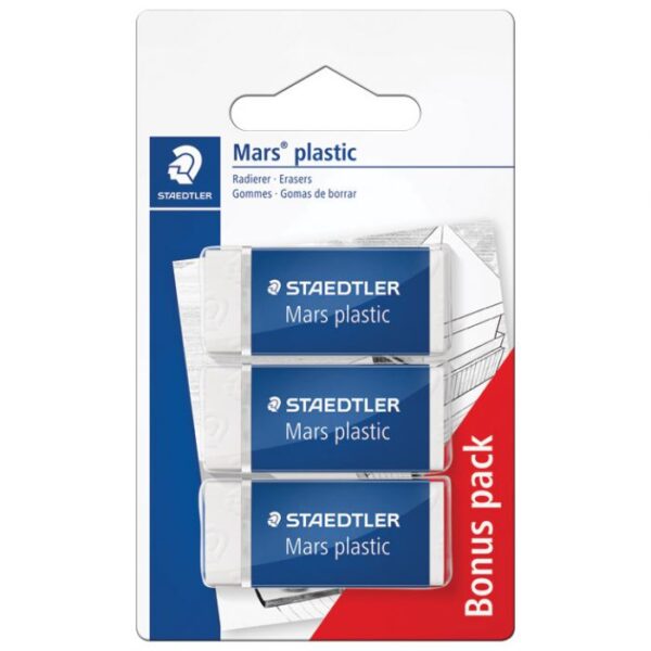 GUMICA MARS PLASTIC MINI PK3 STAEDTLER 52653ABK3D - 2 PLUS 1 GRATIS