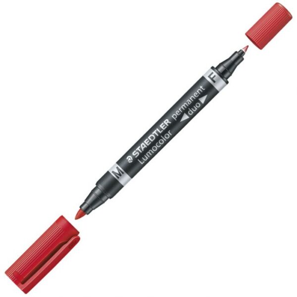 MARKER PERMANENTNI OBOSTRANI 0,6 I 1,5 MM LUMOCOLOR STAEDTLER 348-2 CRVENI
