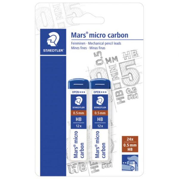 MINE 0,5 MM HB PK2 MARS MICRO CARBON STAEDTLER 2505HBBK2D BLISTER
