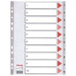 PREGRADA PLASTIČNA A4 BROJEVI 1-10 ESSELTE 100105 SIVA