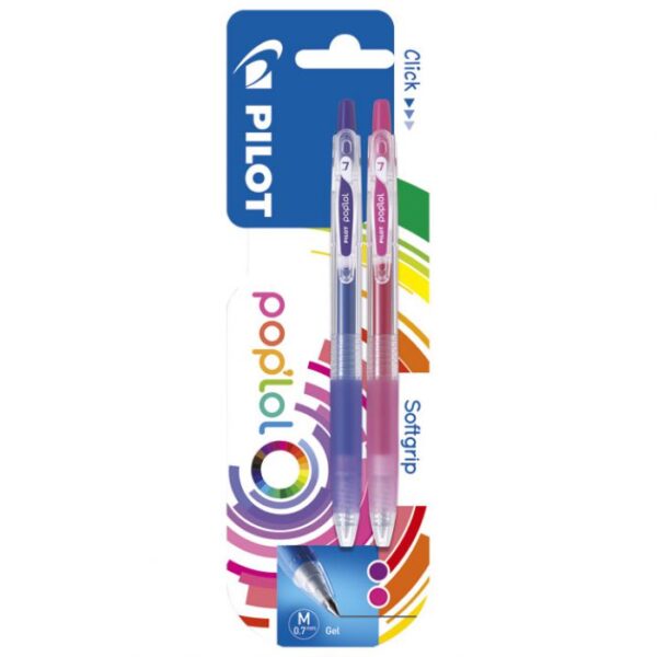 ROLER GEL 0,7 MM POP`LOL PK2 PILOT LJUBIČASTO/ROZI BLISTER * DO ISTEKA ZALIHA