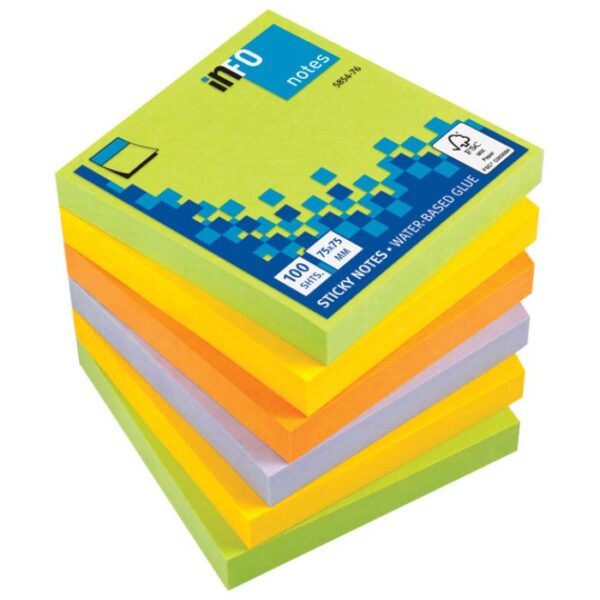 BLOK SAMOLJEPLJIV  75X75 MM 100L SPRING GLOBAL NOTES 5854-76 NEON SORTIRANO