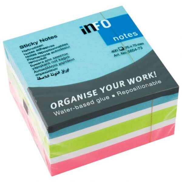 BLOK SAMOLJEPLJIV KOCKA 75X75 MM 400L GLOBAL NOTES 5654-73 SORTIRANO