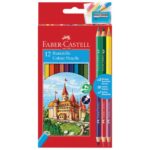 BOJE DRVENE  12BOJA FABER-CASTELL 110312 BLISTER PLUS 3BOJE DRVENE OBOSTRANE I GRATIS ŠILJILO