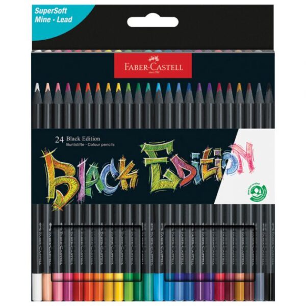BOJE DRVENE  24BOJE TROKUTASTE BLACK EDITION FABER-CASTELL 116424 BLISTER