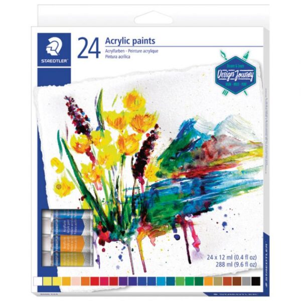BOJA AKRILNA  12ML ALUMINIJSKA TUBA 24BOJE DESIGN JOURNEY STAEDTLER 8500 C24