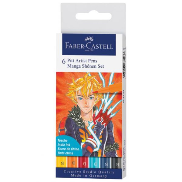 FLOMASTER PITT ARTIST  6BOJA MANGA SHONEN FABER-CASTELL 167157 BLISTER