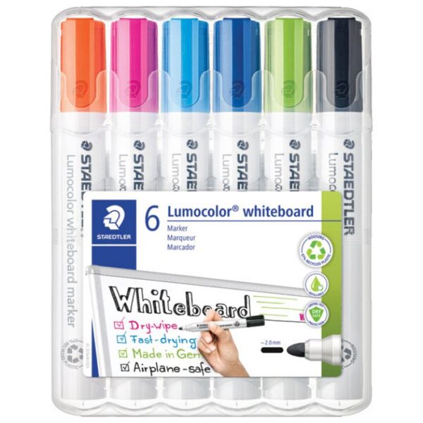 MARKER ZA BIJELU PLOČU 2 MM PK6 RECIKLIRANI LUMOCOLOR STAEDTLER 351 WP6-1